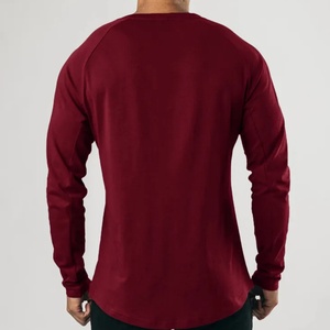 Camiseta Henley Vintage Color Vino Tinto, Manga Larga, Color Sólido, Deportiva, Fitness, Algodón Puro, Elástica, Cuello en V - Product Image 6