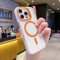 Casing ponsel bening magnetik Premium, casing ponsel hadiah bisnis dengan dudukan kamera, penutup ponsel multiwarna untuk iPhone 16