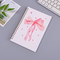 Carnet à spirale A5 transfrontalier, motif dessin animé, cœur, animaux colorés, créatif, pour étudiants et professionnels, lignes horizontales, 300g, papier ivoire
