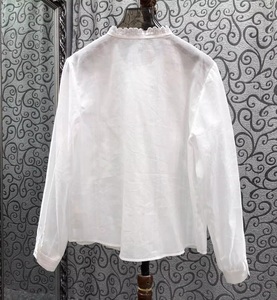 Camicia in Cotone di Alta Qualità Nuova Collezione Primavera 2026 da Donna con Ricamo in Pizzo e Patchwork a Maniche Lunghe <span class=keywords><strong>Elegante</strong></span> Bianca Rosa <span class=keywords><strong>Nera</strong></span> - Product Image 4