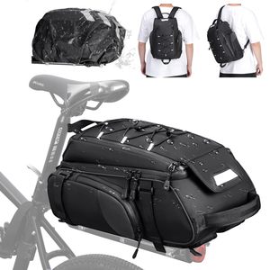 Sacs de vélo pour porte-bagages arrière 15L, sacoche de selle étanche pour vélo et vélo électrique avec housse de pluie, accessoires de vélo, sac à dos - Product Image 1