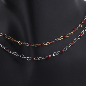 Cadena de Eslabones en Forma de Corazón Esmaltada en Rojo, Chapada en Oro de 14K, de Lujo, <span class=keywords><strong>para</strong></span> la Fabricación de Joyería, Pulseras y Collares Permanentes - Product Image 5