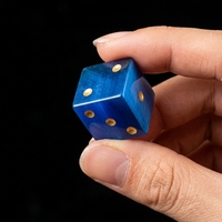 1 pièce Dés D6 en pierre naturelle œil de chat bleue de 16 mm avec points dorés, pour jeux de société et décoration spirituelle de la maison