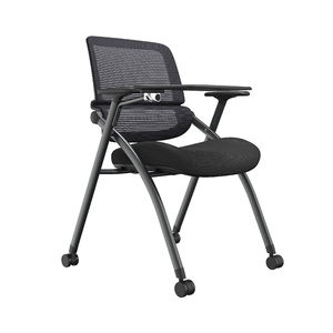 Chaise d'entraînement scolaire moderne pliable en maille avec tablette d'écriture rembourrée en tissu, empilable, chaise de conférence en gros - Product Image 1