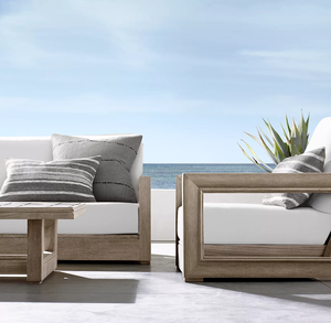 Ensemble de canapés d'extérieur modernes en teck, meubles de patio pour jardin, balcon, hôtel, complexe hôtelier - Product Image 1