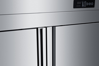 Réfrigérateur à double porte en acier inoxydable haute performance avec ventilateur, affichage électrique, congélateur profond de comptoir pour usage commercial