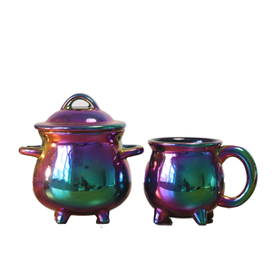 Tazón <span class=keywords><strong>de</strong></span> Sopa <span class=keywords><strong>de</strong></span> Cerámica con Logotipo Personalizado BENELUCK, Nuevo <span class=keywords><strong>Caldero</strong></span> <span class=keywords><strong>de</strong></span> <span class=keywords><strong>Bruja</strong></span>, Taza <span class=keywords><strong>de</strong></span> Cerámica Creativa para Café y Azúcar con Tapa para Halloween - Product Image 1