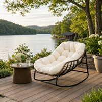 Chaise à bascule moderne en rotin pour l'extérieur - Imperméable et légère pour le jardin, la plage, la terrasse
