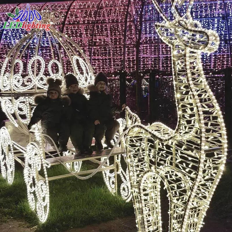 lighted up funny santa ride reindeer car motif outdoor Decora LED christmas light