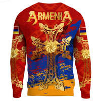 Vente en gros POD Croix d'Arménie-Armoiries du Patron Graphique Fête Nationale Vêtements Personnalisés O-Neck Pullover Casual Men's Sweatshirt