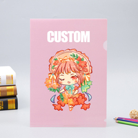 Impresión personalizada A4 Plástico Pp Pvc Suministros de oficina Archivo en forma de L transparente Carpeta de documentos transparente con bolsillo frontal