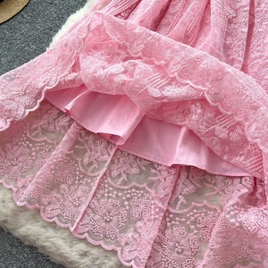 Vestido Elegante de Verano para Mujer, de Alta Gama, con Cuello Peter Pan de Encaje, Manga Corta, Cintura Ajustada y Bordado - Product Image 6