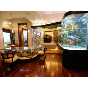 Bien recibido de vidrio doblado Artificial peces de acuario elegante montado en la pared de la decoración tanque <span class=keywords><strong>con</strong></span> la luz # - Product Image 1