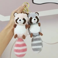 Porte-clés en peluche de raton laveur, mini pendentif moelleux pour sac à dos, vente chaude