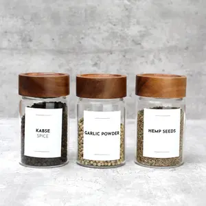 Luftdichte Vorrats behälter mit hohem Boro silikat gehalt Behälter mit Akazien holzdeckel gläsern für Lebensmittel Glas gewürz Honig gläser