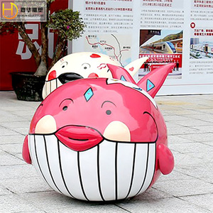 Escultura Decorativa de Fibra de Vidrio con Forma de Ballena de Dibujos Animados Jiahua para Exteriores, Montaje en Suelo - Product Image 2