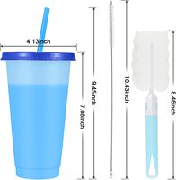 Offres Spéciales nouveau design 24 oz sans BPA en plastique paillettes café froid eau magique couleur changeante tasse à café avec paille