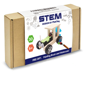 STEM toy Mechanical Models,3-D Wooden Puzzle Wind Energy Powered Cars-Moveable DIY Assembly Toy