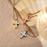 Dainty colar banhado a ouro, corrente do diamante, pingente, joia, aço inoxidável, feminino, cruz