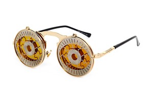 Vapeur rétro Flip lunettes de soleil à la mode métal Punk rond Style clair vert cadre UV400 lentilles pour hommes femmes lunettes de soleil - Product Image 6