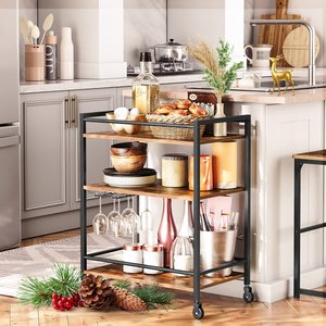 Étagère <span class=keywords><strong>de</strong></span> cuisine mobile avec casier à vin et porte-verre <span class=keywords><strong>Chariot</strong></span> <span class=keywords><strong>de</strong></span> bar en acier inoxydable-Personnalisation <span class=keywords><strong>Amazon</strong></span> - Product Image 2