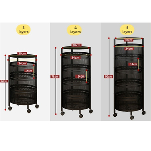 Estante de almacenamiento de cocina de acero al carbono de 5 capas, estantes giratorios para verduras, organizador doméstico, diseño OEM - Product Image 2