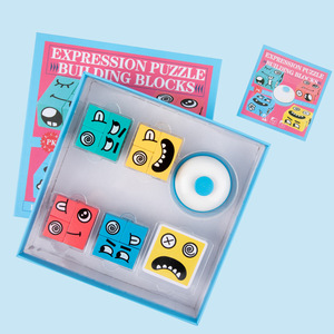 Trẻ em nhiều cấp độ xây dựng khối giáo dục sớm Bộ nhớ đào tạo đồ chơi biểu thức phù hợp với câu đố gỗ - Product Image 4