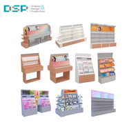 Comptoir central de présentation de maquillage en bois avec revêtement laqué brillant et écran numérique, fabriqué par l'usine DSP au Vietnam