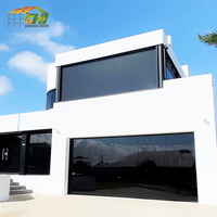 Porte de garage moderne en aluminium sans cadre avec verre isolant 12x8 12x9 Noir insonorisée et résistante aux ouragans