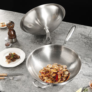 코팅되지 않은 건강한 티타늄 단조 웍 덜 흄 비 스틱 가스 냄비 팬 하이 퀄리티 주방 조리 도구 - Product Image 4