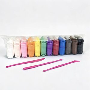 ชุดดินน้ำมันแห้งเร็ว น้ำหนักเบาพิเศษ ปลอดสารพิษ 10 กรัม 12 สี ได้รับการรับรองมาตรฐาน EN71 CPC พร้อมอุปกรณ์สำหรับเด็ก สำหรับงานฝีมือเพื่อการศึกษา - Product Image 1