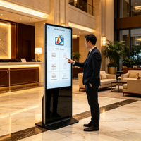 Machine publicitaire verticale tactile IR sur pied avec animation de démarrage personnalisée, 32 pouces, pour petits commerces de détail