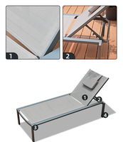 Chaise longue en tube d'aluminium pour l'extérieur, lit pliant de plage, auvent réglable, dossier, parasol, lit pliant de jardin à baldaquin