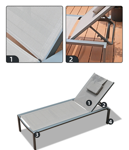 <span class=keywords><strong>Chaise</strong></span> <span class=keywords><strong>longue</strong></span> en tube d'aluminium pour l'extérieur, lit pliant de plage, <span class=keywords><strong>auvent</strong></span> réglable, dossier, parasol, lit pliant de jardin à baldaquin - Product Image 4