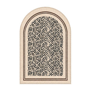 พรมเช็ดเท้าโค้งลายเรขาคณิตแบบเบลเยียม ผ้ากำมะหยี่กันลื่นสำหรับทางเข้าบ้าน ทำจากเส้นใยโพลีเอสเตอร์ ปูพื้นเต็มพื้นที่ - Product Image 2