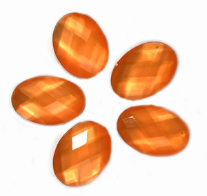 Vente hors stock Coréen hot fix stone hotfix époxy strass hotfix acrylique strass formes ovales néon <span class=keywords><strong>orange</strong></span> - Product Image 1