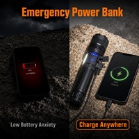 Lampe torche LED COB 100 000 lumens en aluminium XHP70 avec batterie externe, rechargeable Type-C 26650, 7 modes, zoom, pour camping et situations d'urgence