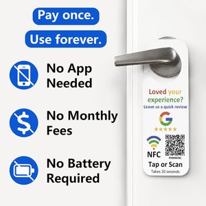 Letrero Colgante de PVC con Impresión Personalizada, NFC y QR, para Colgar en la Puerta, Escanea y Deja una Reseña, Sin Aplicación/Suscripción, Resistente al Agua - Product Image 1