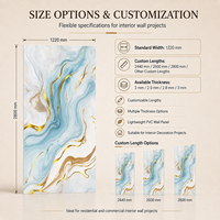 Panneau mural en PVC brillant MORLENX Aqua Blue Gold Vein UV Marble Sheet pour projet d'aménagement intérieur de luxe pour complexe hôtelier
