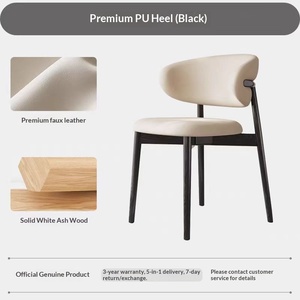 <span class=keywords><strong>Chaise</strong></span> de salle à manger en bois massif nordique personnalisable avec revêtement en similicuir, design empilable pour hôtel et usage domestique - Product Image 2