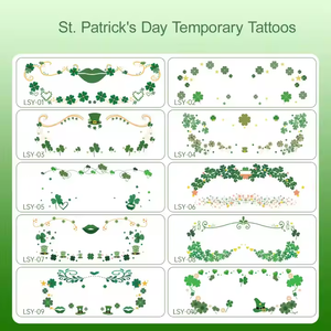 Adesivi Tattoo giorno di St. Patrick adesivo <span class=keywords><strong>quadrifoglio</strong></span> verde Shamrock impermeabile per il Design temporaneo per il trucco della festa - Product Image 5
