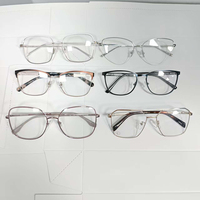 Montures de lunettes polygonales fines en métal pour femmes, bicolores, en alliage, pour verres correcteurs, vente en gros, stock en vrac