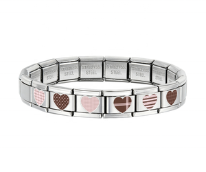 Bracelet à breloques modulaire DIY, cadeau tendance, personnalisable avec photo, bijoux commémoratifs pour couple, série montre cœur marron rose, mode créative - Product Image 5