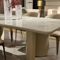 Ensemble de table à manger rectangulaire moderne de luxe en marbre naturel pour 6 personnes, idéal pour appartement, maison, hôtel, haute qualité