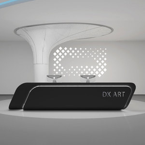 Bureau d'accueil de luxe en fibre de verre pour centre d'affaires, comptoir d'accueil au design artistique pour hall public de bâtiment - Product Image 4