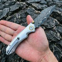 Couteau pliant d'extérieur OEM neuf avec lame en acier Damas VG10 et manche en aluminium, couteaux multi-usages pour le camping et l'aventure