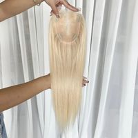 Topper capillaire mono blond 613, 4 clips sécurisés, postiche invisible effet cuir chevelu naturel, remplacement capillaire humain pour femme, stock professionnel