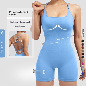 <span class=keywords><strong>Tuta</strong></span> intera sexy in nylon ed elastan senza cuciture, effetto push-up, per yoga e fitness, <span class=keywords><strong>con</strong></span> schiena scoperta, senza linee inutili, stile europeo-americano, per il mercato transfrontaliero - Product Image 3