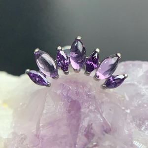 Piercing de Titanio ASTM F136 para <span class=keywords><strong>Oreja</strong></span> con 7 Piedras Naturales y Zirconia, Pendientes para <span class=keywords><strong>Tragus</strong></span>, Labio, Hélix, Lengua, Joyería Piercing - Product Image 4