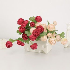 Fleurs Artificielles Rose Rose Poudré Blanc Rose Profond Champagne Soie Plastique Haute Simulation Décoration Mariage Maison Accessoires Branche Unique - Product Image 1